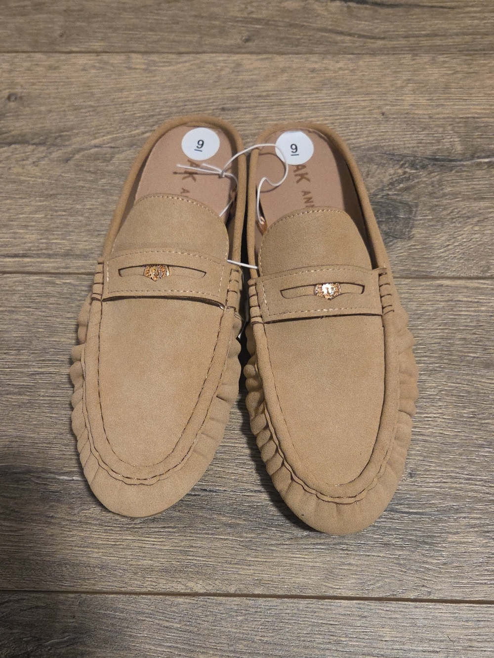 Ann Klein Tan Suede Slip-On Moccasin Loafers